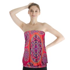 Pretty Floral Geometric Pattern Strapless Top