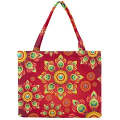 Red And Orange Floral Geometric Pattern Mini Tote Bag