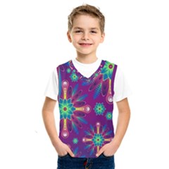 Purple And Green Floral Geometric Pattern Kids  Sportswear