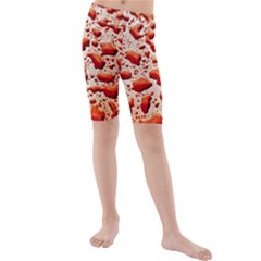 Water Drops Background Kids  Mid Length Swim Shorts by Nexatart