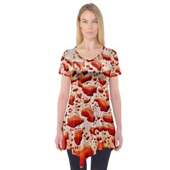 Water Drops Background Short Sleeve Tunic  by Nexatart