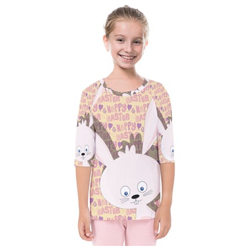 Easter Bunny  Kids  Quarter Sleeve Raglan Tee by Valentinaart