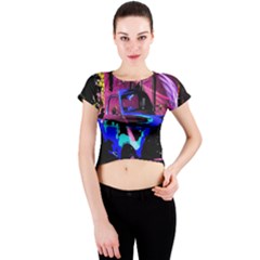 Abstract Artwork Of A Old Truck Crew Neck Crop Top by Nexatart