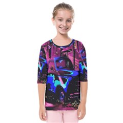 Abstract Artwork Of A Old Truck Kids  Quarter Sleeve Raglan Tee