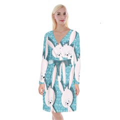 Easter Bunny  Long Sleeve Velvet Front Wrap Dress by Valentinaart