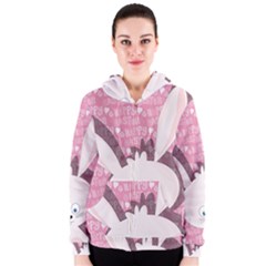 Easter Bunny  Women s Zipper Hoodie by Valentinaart