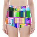 Glitch Art Abstract High-Waisted Bikini Bottoms View1