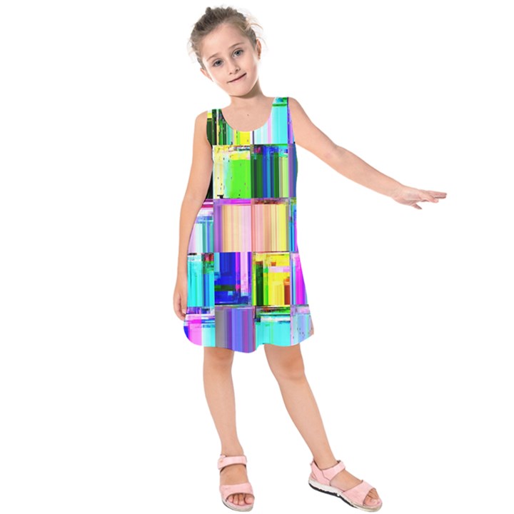 Glitch Art Abstract Kids  Sleeveless Dress