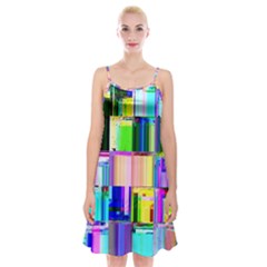 Glitch Art Abstract Spaghetti Strap Velvet Dress