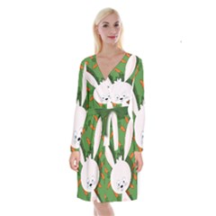 Easter Bunny  Long Sleeve Velvet Front Wrap Dress