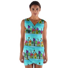 Colourful Street A Completely Seamless Tile Able Design Wrap Front Bodycon Dress by Nexatart