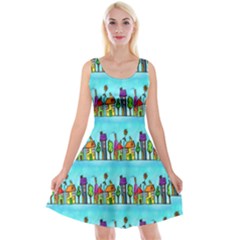 Colourful Street A Completely Seamless Tile Able Design Reversible Velvet Sleeveless Dress by Nexatart