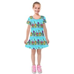 Colourful Street A Completely Seamless Tile Able Design Kids  Short Sleeve Velvet Dress by Nexatart