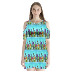 Colourful Street A Completely Seamless Tile Able Design Shoulder Cutout Velvet  One Piece by Nexatart