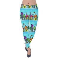 Colourful Street A Completely Seamless Tile Able Design Velvet Leggings by Nexatart