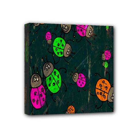 Cartoon Grunge Beetle Wallpaper Background Mini Canvas 4  X 4  by Nexatart