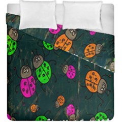 Cartoon Grunge Beetle Wallpaper Background Duvet Cover Double Side (king Size)