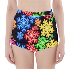 Colourful Snowflake Wallpaper Pattern High-waisted Bikini Bottoms