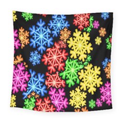 Colourful Snowflake Wallpaper Pattern Square Tapestry (large)