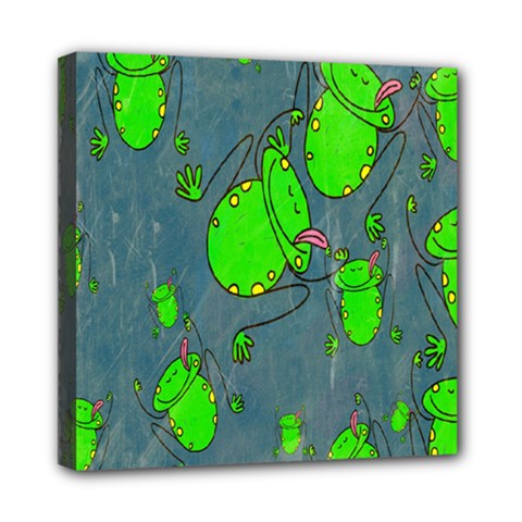 Cartoon Grunge Frog Wallpaper Background Mini Canvas 8  X 8  by Nexatart