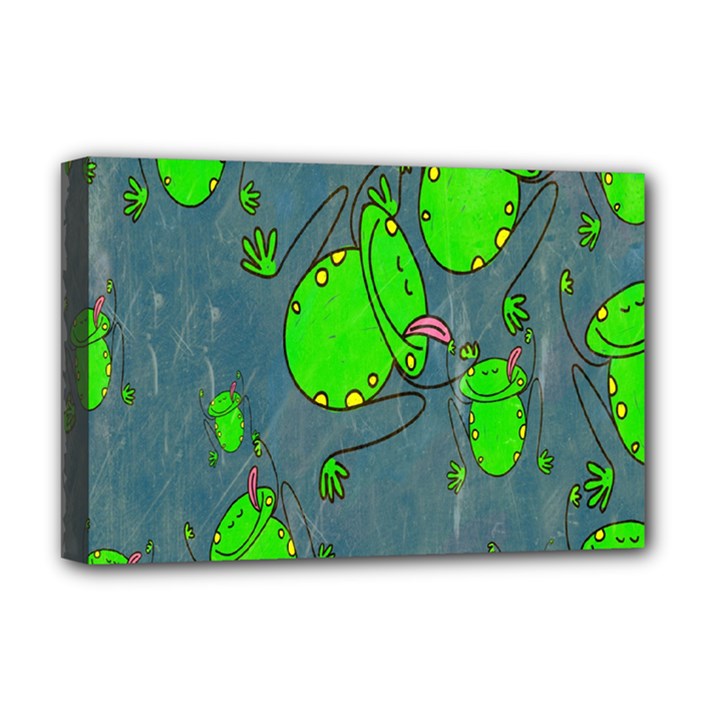 Cartoon Grunge Frog Wallpaper Background Deluxe Canvas 18  x 12  