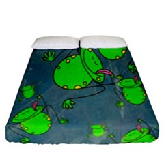 Cartoon Grunge Frog Wallpaper Background Fitted Sheet (queen Size)