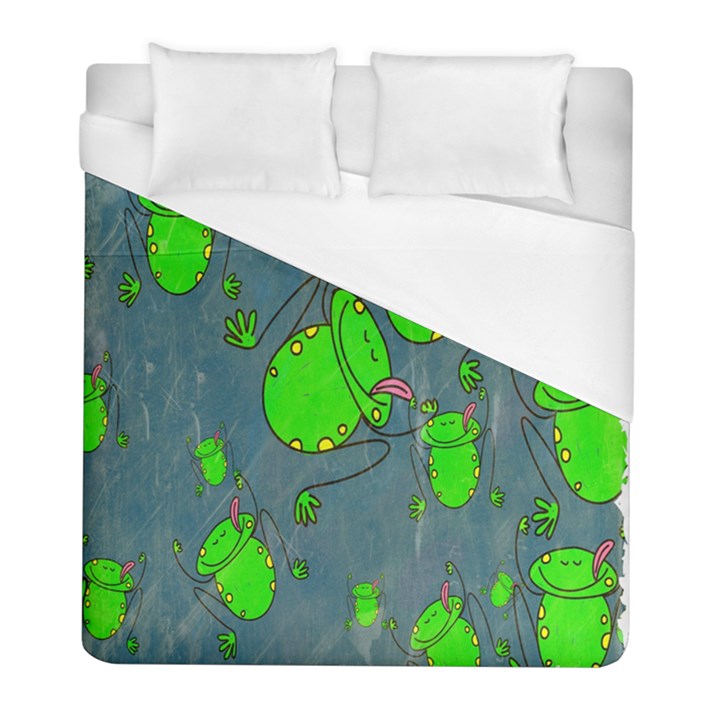 Cartoon Grunge Frog Wallpaper Background Duvet Cover (Full/ Double Size)