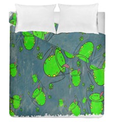 Cartoon Grunge Frog Wallpaper Background Duvet Cover Double Side (queen Size)