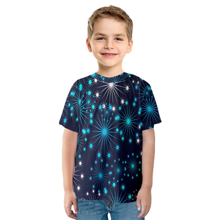 Digitally Created Snowflake Pattern Background Kids  Sport Mesh Tee