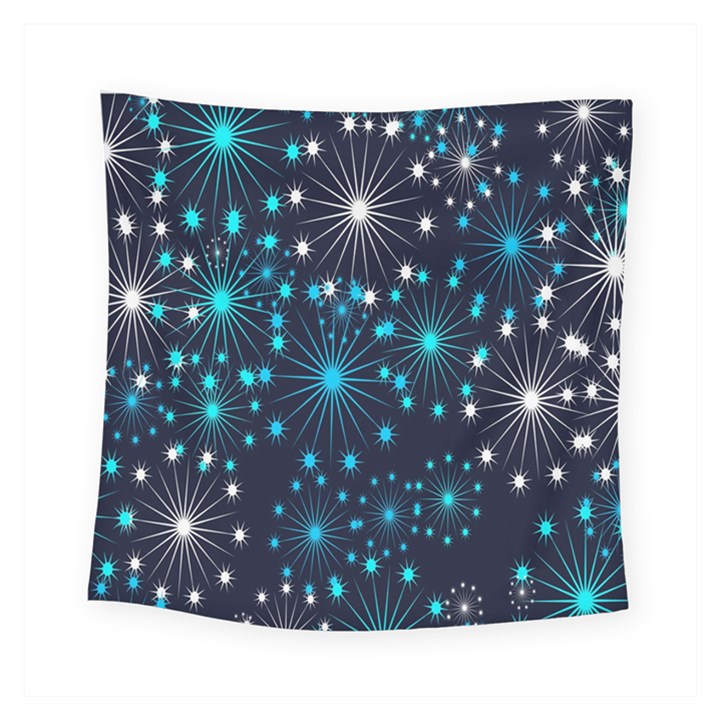 Digitally Created Snowflake Pattern Background Square Tapestry (Small)