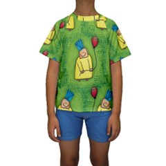 Party Kid A Completely Seamless Tile Able Design Kids  Short Sleeve Swimwear by Nexatart