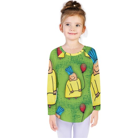 Party Kid A Completely Seamless Tile Able Design Kids  Long Sleeve Tee by Nexatart