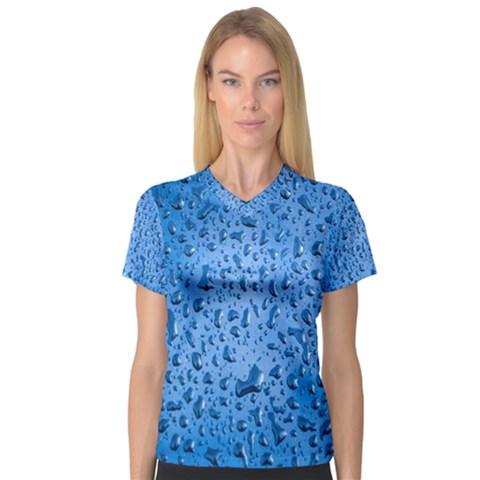 Water Drops On Car Women s V-neck Sport Mesh Tee by Nexatart