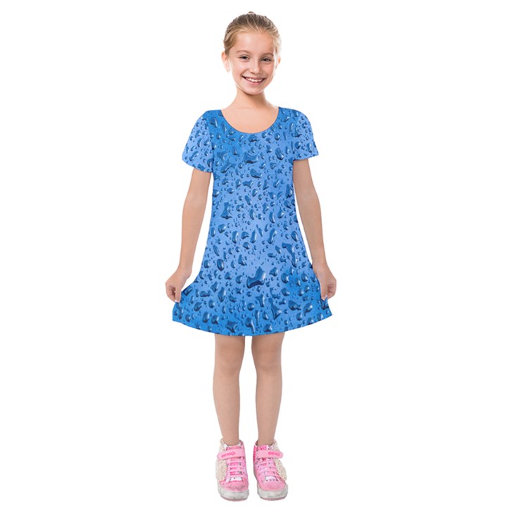 Water Drops On Car Kids  Short Sleeve Velvet Dress