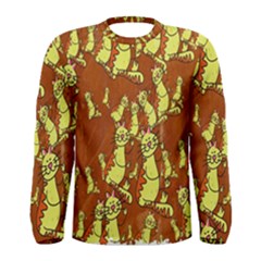 Cartoon Grunge Cat Wallpaper Background Men s Long Sleeve Tee by Nexatart