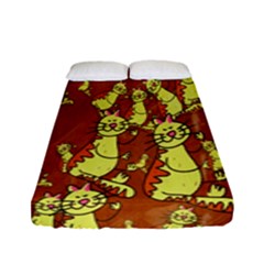 Cartoon Grunge Cat Wallpaper Background Fitted Sheet (full/ Double Size) by Nexatart