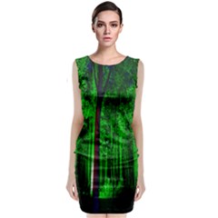 Spooky Forest With Illuminated Trees Sleeveless Velvet Midi Dress by Nexatart