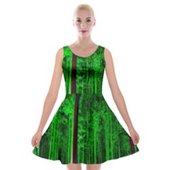 Spooky Forest With Illuminated Trees Velvet Skater Dress by Nexatart