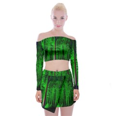 Spooky Forest With Illuminated Trees Off Shoulder Top With Skirt Set by Nexatart