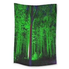 Spooky Forest With Illuminated Trees Large Tapestry by Nexatart