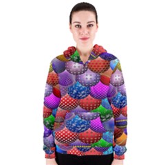 Fun Balls Pattern Colorful And Ornamental Balls Pattern Background Women s Zipper Hoodie by Nexatart