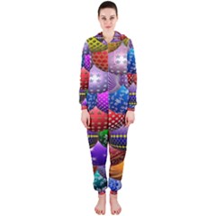 Fun Balls Pattern Colorful And Ornamental Balls Pattern Background Hooded Jumpsuit (ladies)  by Nexatart