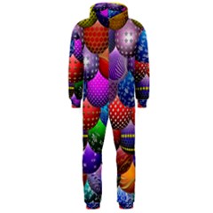 Fun Balls Pattern Colorful And Ornamental Balls Pattern Background Hooded Jumpsuit (men)  by Nexatart