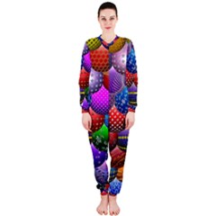 Fun Balls Pattern Colorful And Ornamental Balls Pattern Background Onepiece Jumpsuit (ladies)  by Nexatart