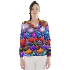 Fun Balls Pattern Colorful And Ornamental Balls Pattern Background Wind Breaker (women) by Nexatart