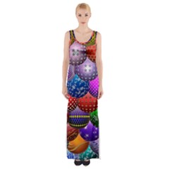 Fun Balls Pattern Colorful And Ornamental Balls Pattern Background Maxi Thigh Split Dress by Nexatart