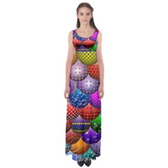 Fun Balls Pattern Colorful And Ornamental Balls Pattern Background Empire Waist Maxi Dress by Nexatart