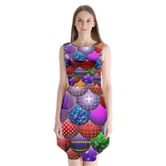 Fun Balls Pattern Colorful And Ornamental Balls Pattern Background Sleeveless Chiffon Dress  