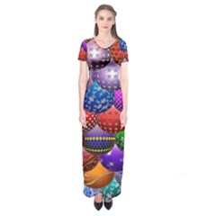 Fun Balls Pattern Colorful And Ornamental Balls Pattern Background Short Sleeve Maxi Dress by Nexatart