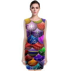 Fun Balls Pattern Colorful And Ornamental Balls Pattern Background Sleeveless Velvet Midi Dress by Nexatart